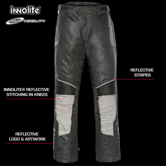 Ladies Cleo Elite Mesh Pants: Features:
Cooling Free-Air mesh shell
INNO-LITE® Ultra Reflective knee panels
Height adjustable