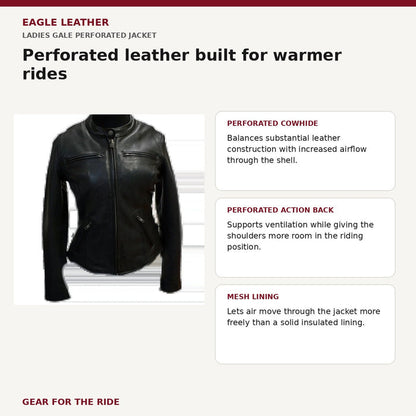 Ladies Gale perforated jacket airflow features and rider benefits