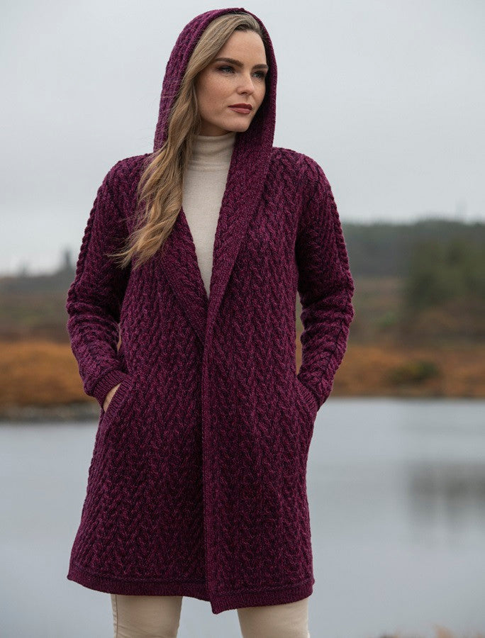 Ladies Herringbone Design Shawl Hood - Purple Mix #color_purple-mix