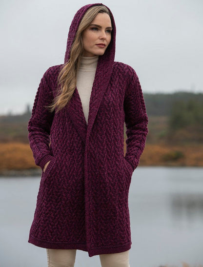 Ladies Herringbone Design Shawl Hood - Purple Mix #color_purple-mix