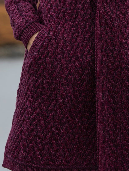 Ladies Herringbone Design Shawl Hood - Purple Mix #color_purple-mix
