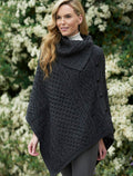 Ladies Merino Button Poncho - Charcoal #color_charcoal