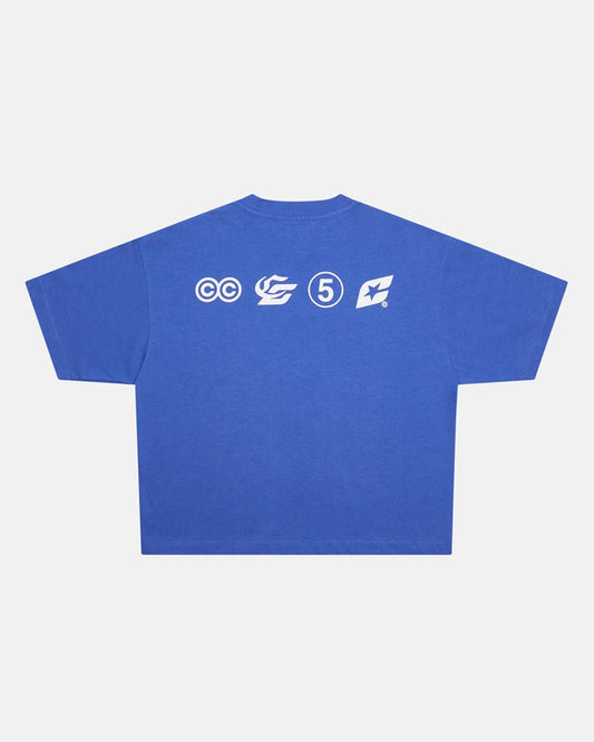 LET'S BOUNCE TEE BLUE - blue graphic print tee, back view - Cold Culture