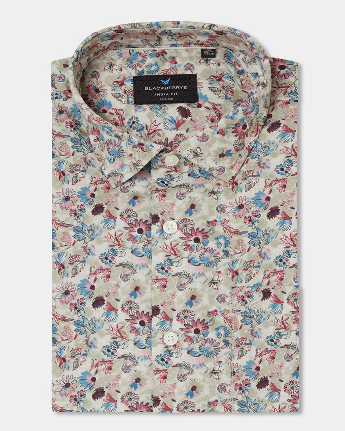 Light Olive Printed Shirt - Rody