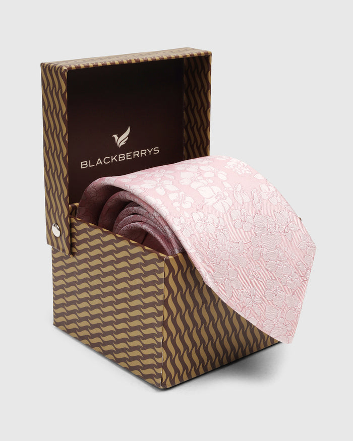 Light Pink Silk Printed Tie - Whitmore