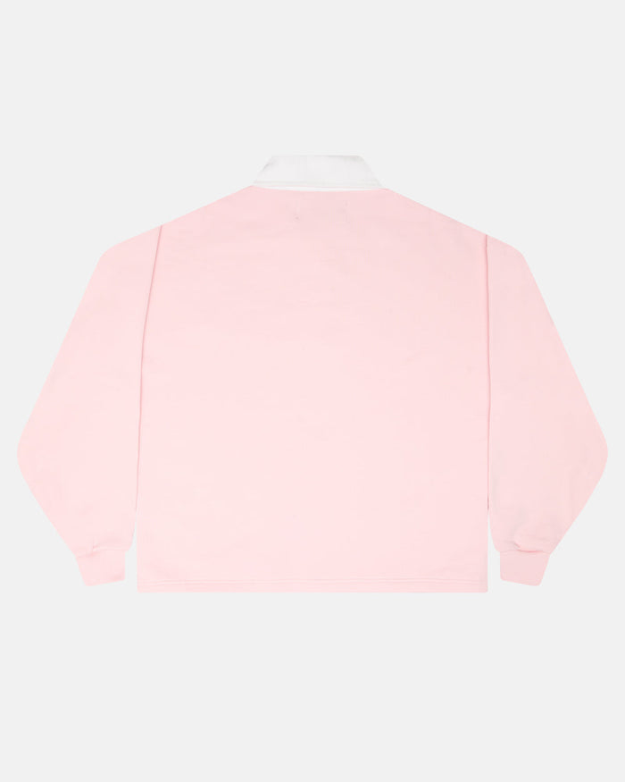 LO LIFE POLO PINK - pink longsleeve polo shirt, back view - Cold Culture