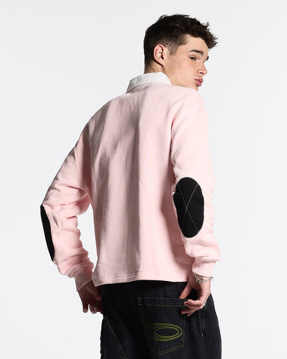 LO LIFE POLO PINK - pink longsleeve polo shirt, back view on male model - Cold Culture #man