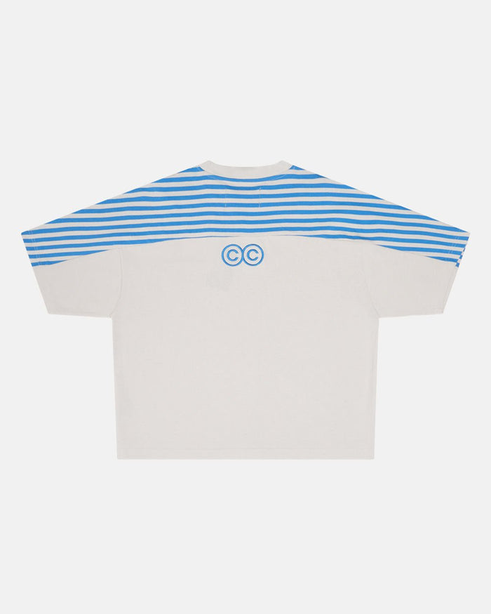 LOLLY HALF STRIPES TEE GREY AND BLUE - COLD CULTURE