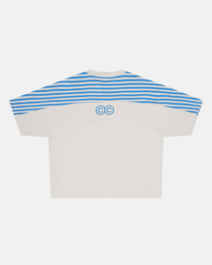 LOLLY HALF STRIPES TEE GREY AND BLUE - COLD CULTURE