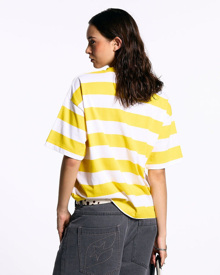 LOLLY ICE TEE WHITE AND YELLOW STRIPES - COLD CULTURE #woman