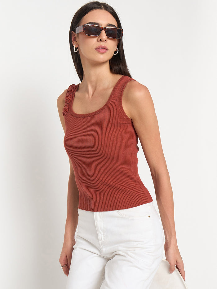 Madame Rust Cotton-Blend Knit Top