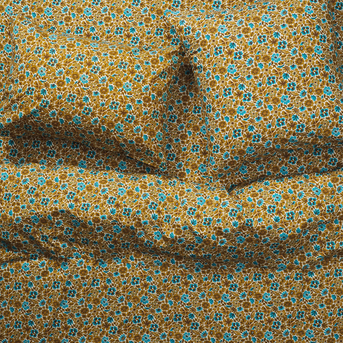 Magnolia Cotton Sheets - Turquoise Fitted Sheet / Cot