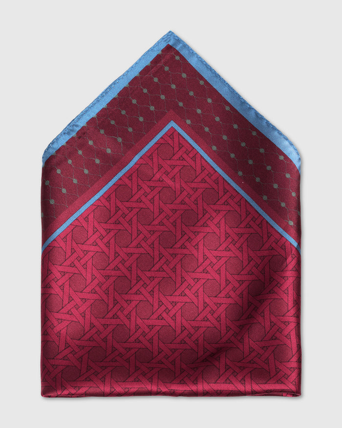 Maroon Printed 100% Silk Pocket Square - Wallio