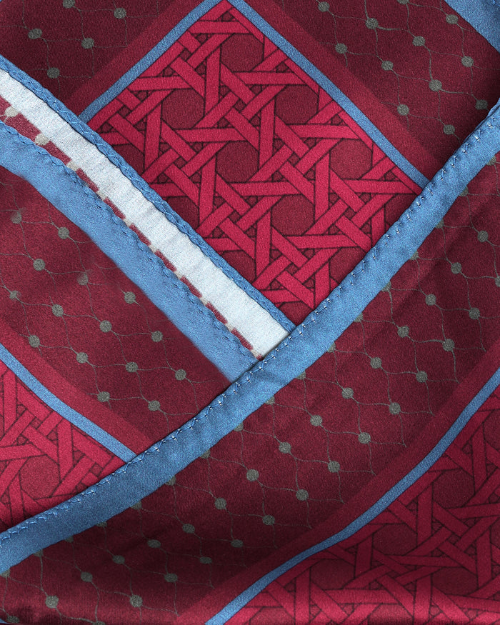 Maroon Printed 100% Silk Pocket Square - Wallio
