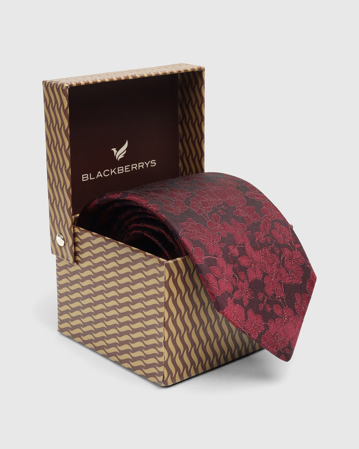 Maroon Silk Printed Tie - Whitmore
