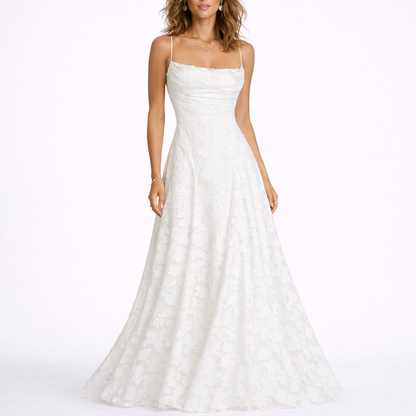 Maxi Dress with Open Back & Floral Texture