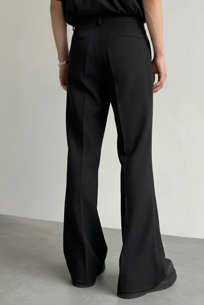 Black Wide Leg Bootcut Pant Men-Back