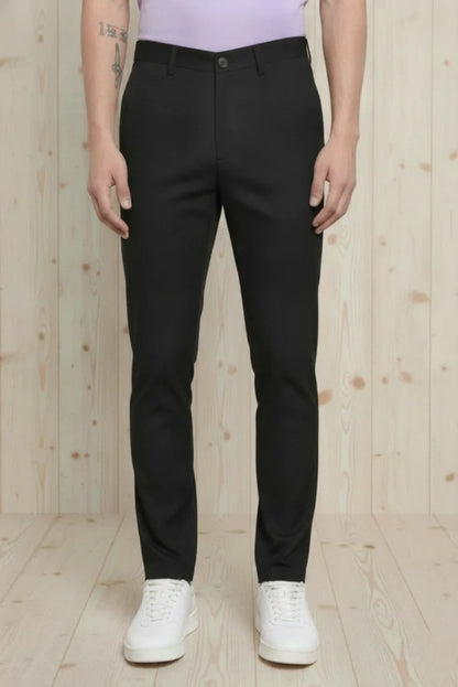 Men Black Regular Fit Trouser-Front