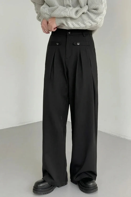 Black Flared Trouser for Men-Front