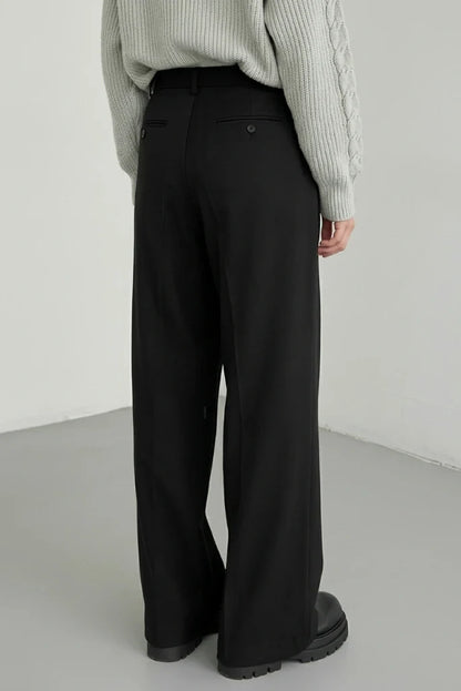 Stylish Black Flare Leg Trouser-Back