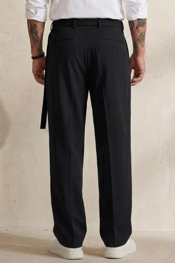 Men Black Korean Trouser-Back