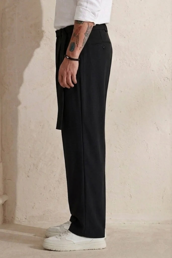 Men Black Relaxed Fit Pant-Side