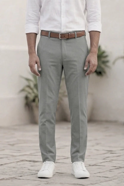 Men Grey Formal Trouser-Front