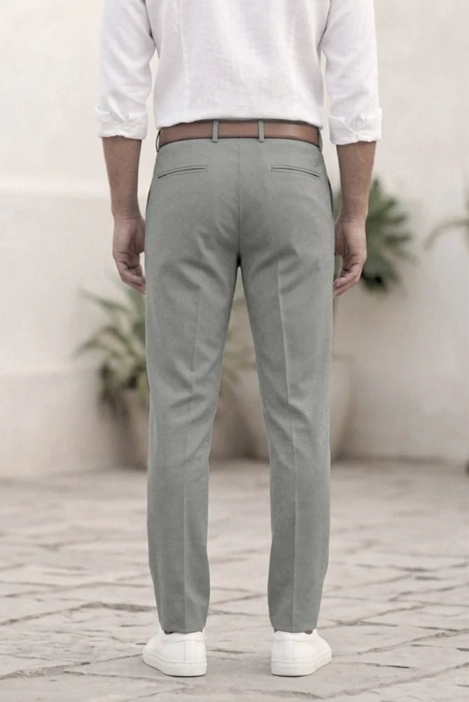 Men Grey Stylish Regular Fit Trouser-Back