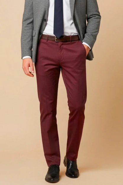 Men Maroon Premium Formal Pant-Front