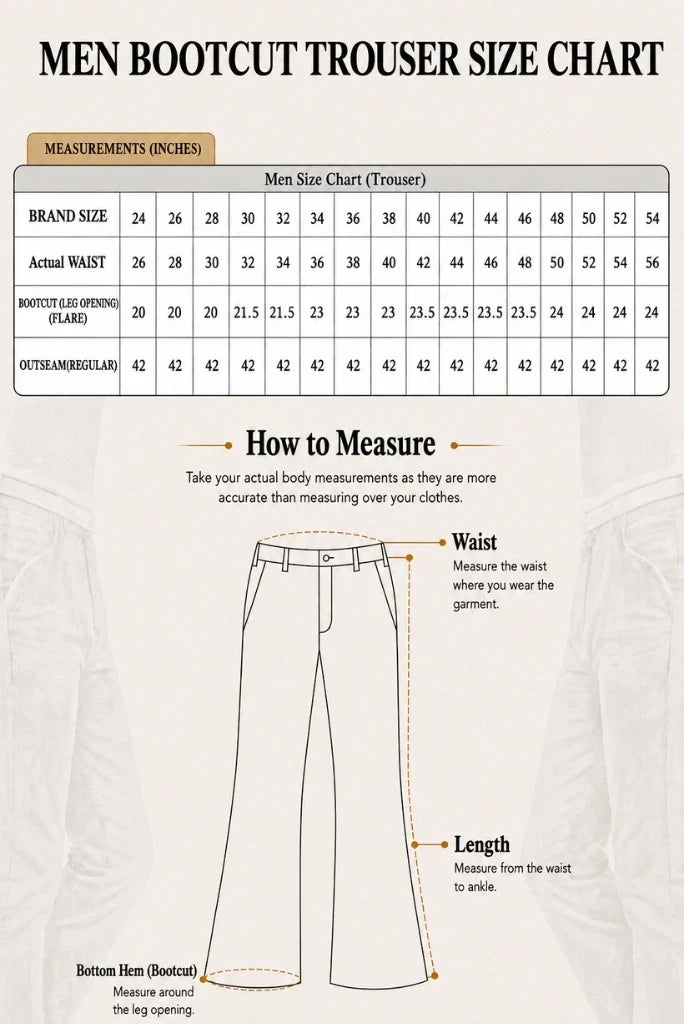 Men Off White Flare Pant | Front Pleated Bell Bottom Casual Trouser