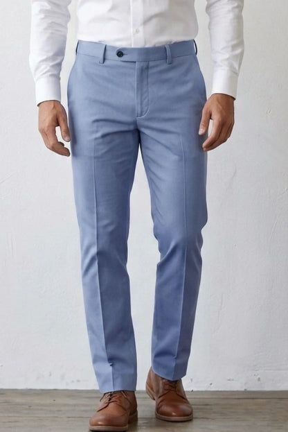 Men Steel Blue Trouser-Front