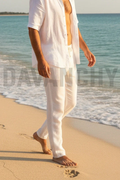 White linen pants for men-Side