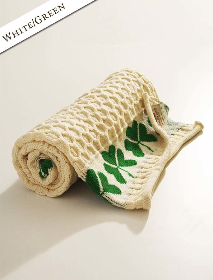 Merino Sheep & Shamrock Baby Throw - White #color-white
