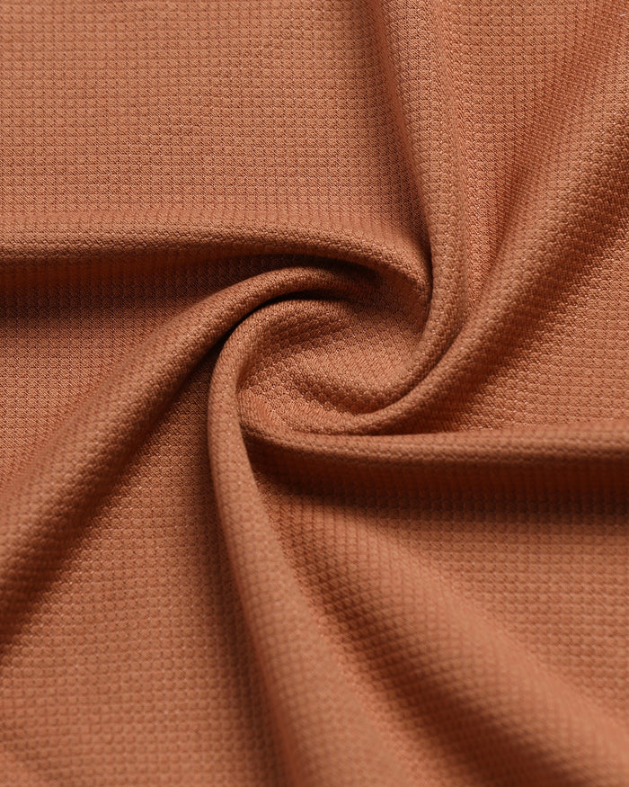 Mid Brown Crew Neck Textured T-Shirt - Doloras