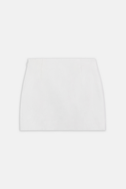 Mid Rise Linen Mini Skirt - White