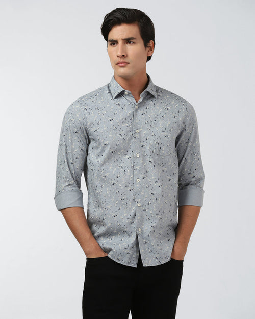 Midnight Blue Printed Shirt - Kiva