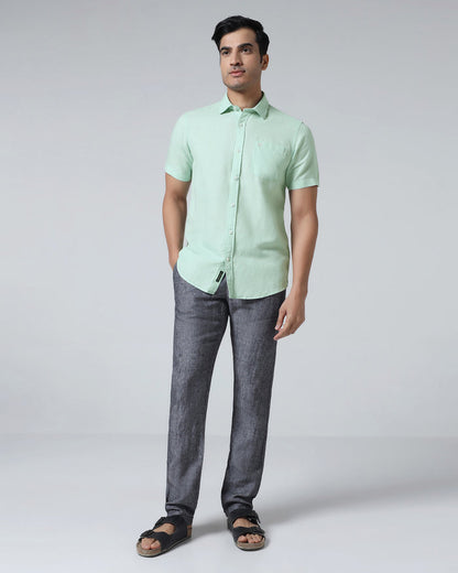 Mint Half Sleeve Linen Solid Shirt - Cleo