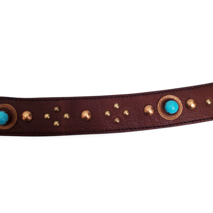 MIU MIU BELT WITH GOLD AND TURQUOISE BEADING - SIZE 80