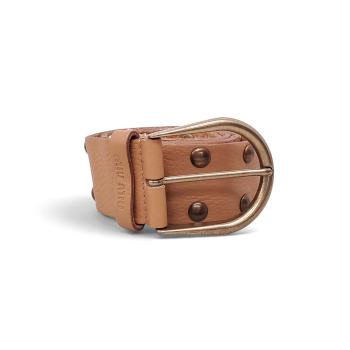 MIU MIU STUDDED LEATHER BELT - SIZE 85