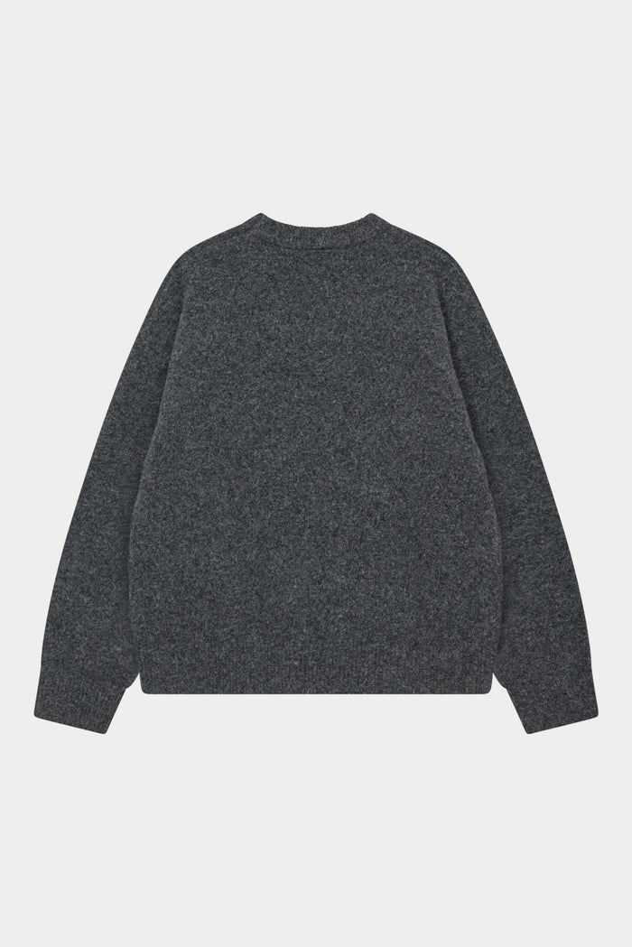 MONOGRAM FLUFFY KNIT CREW - CHARCOAL