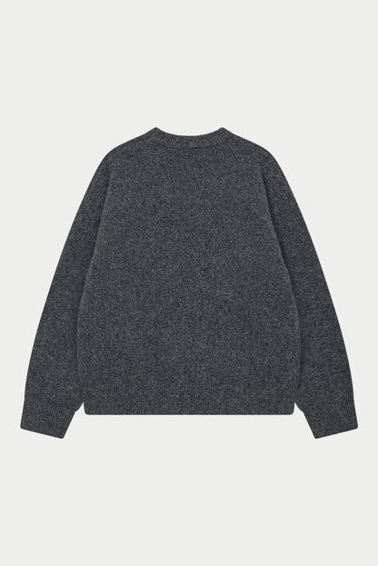 MONOGRAM FLUFFY KNIT CREW - CHARCOAL