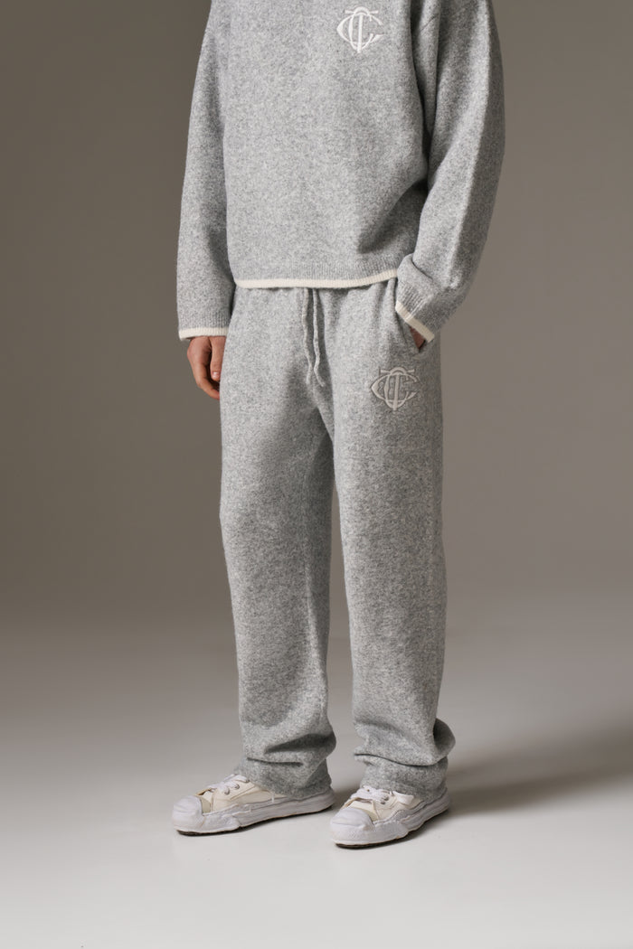 MONOGRAM KNITTED JOGGERS - GREY