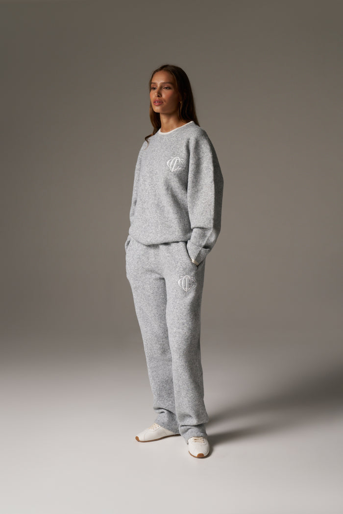 MONOGRAM KNITTED JOGGERS - GREY