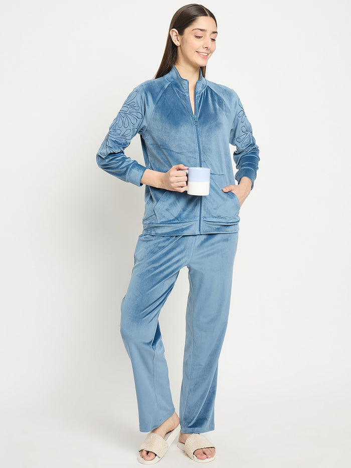 mSECRET Blue Solid Athleisure Sweatshirt
