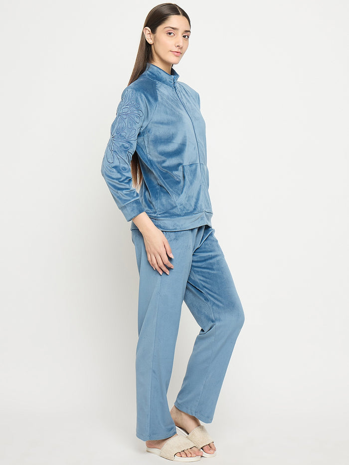mSECRET Blue Solid Athleisure Sweatshirt
