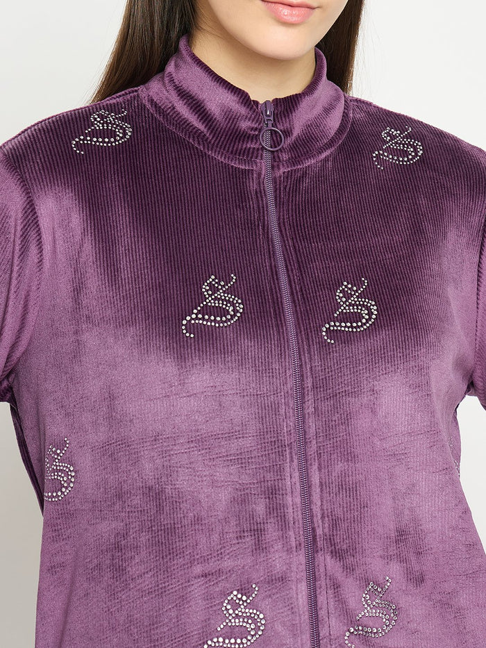 mSECRET Purple Solid Sweatshirt