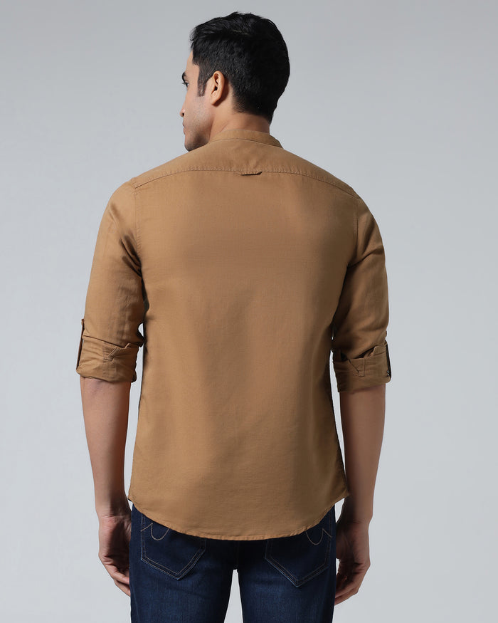 Mustard Linen Solid Shirt - Cleo