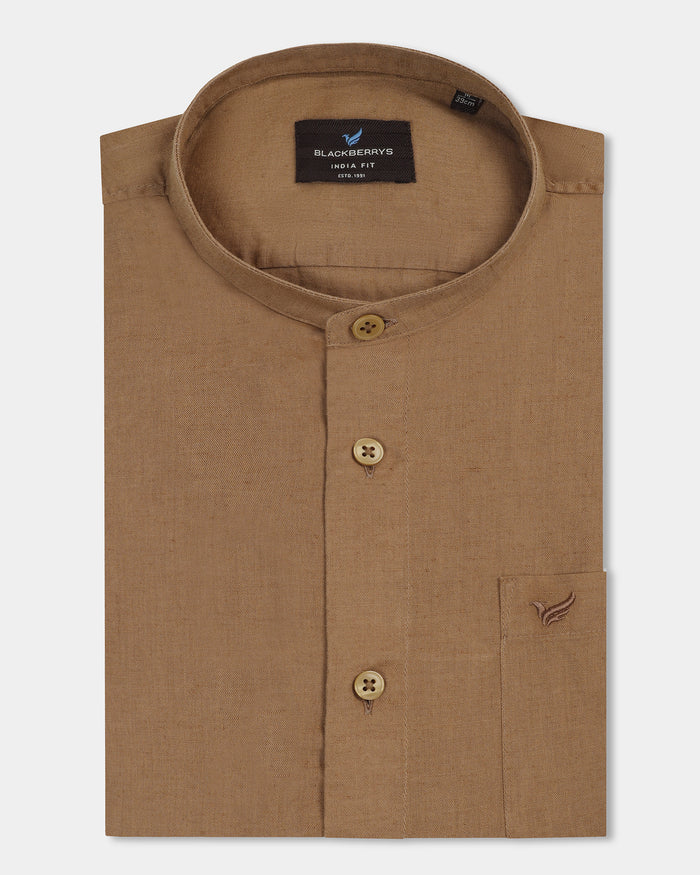 Mustard Linen Solid Shirt - Cleo