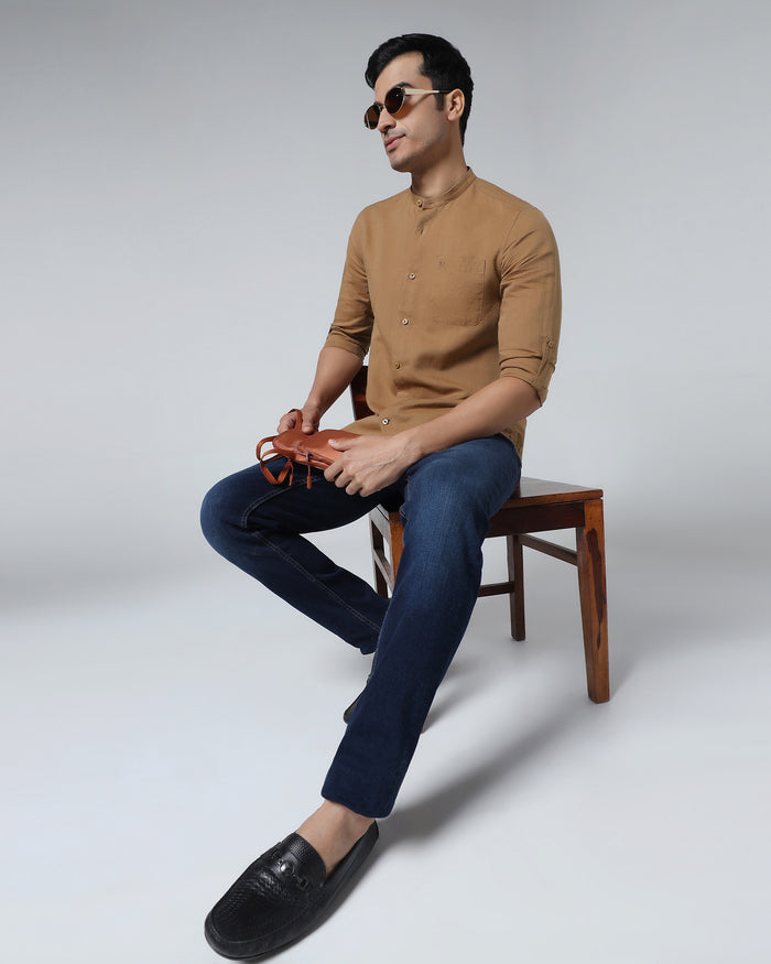 Mustard Linen Solid Shirt - Cleo