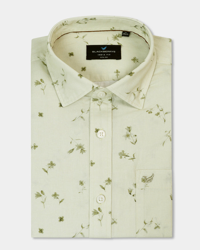 Natural Linen Printed Shirt - Arigo